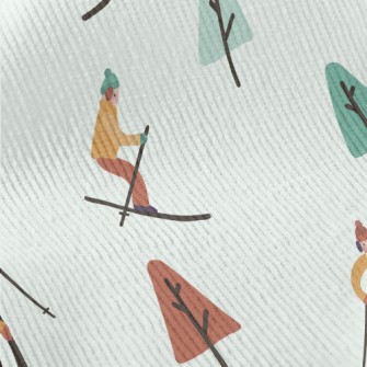 Hand Drawn Winter Skiing Standard Corduroy