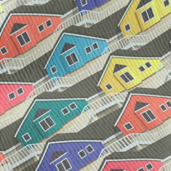 Colorful Cartoon Houses Standard Corduroy