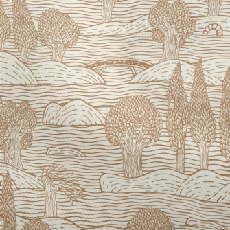 Retro Hand Drawn Landscape Dobby