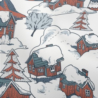 Winter Red Cottage Dobby
