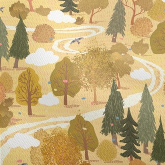 Hand Drawn Summer Forest Dobby