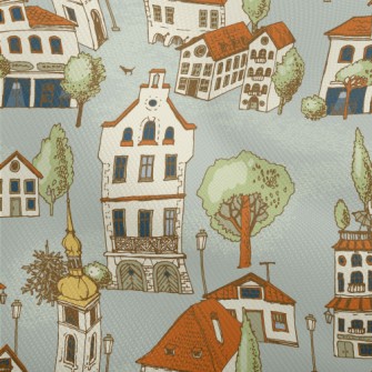 Hand Drawn Beautiful Town Dobby