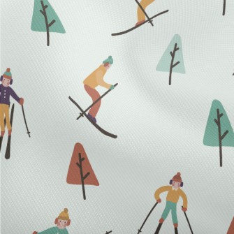 Hand Drawn Winter Skiing Dobby