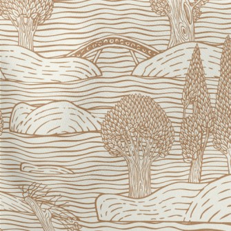 Retro Hand Drawn Landscape Stretch Ponte