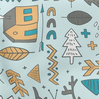 Hand Drawn Forest Cabin Stretch Ponte