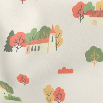 Hand Drawn Autumn Town Stretch Ponte