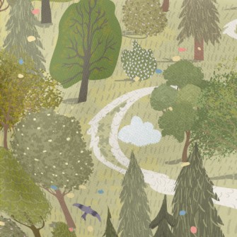 Hand Drawn Beautiful Forest Stretch Ponte