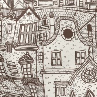 Hand Drawn Village Buildings Stretch Ponte
