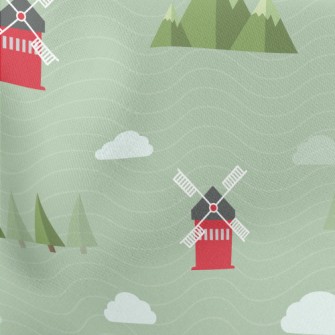 Cute Farm Windmill Stretch Ponte