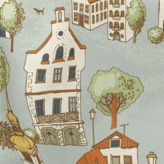 Hand Drawn Beautiful Town Stretch Ponte