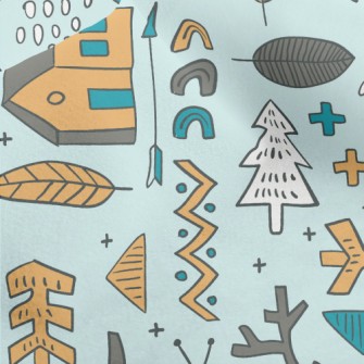 Hand Drawn Forest Cabin Micro Fleece