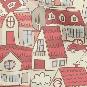 Red Roof Town Micro Fleece