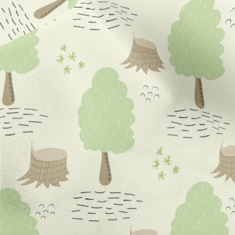 Hand Drawn Cartoon Forest Micro Fleece