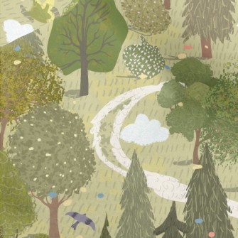 Hand Drawn Beautiful Forest Micro Fleece