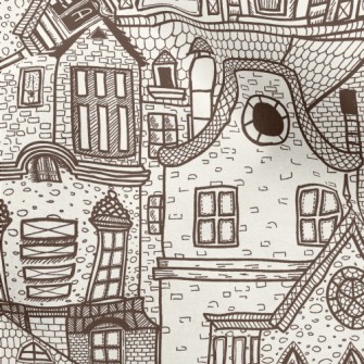 Hand Drawn Village Buildings Micro Fleece