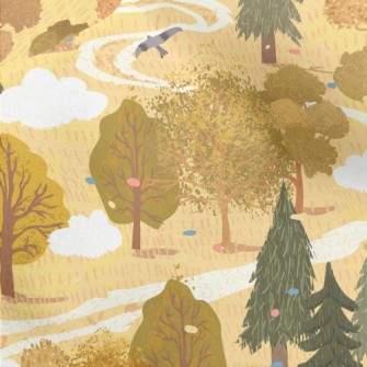 Hand Drawn Summer Forest Micro Fleece
