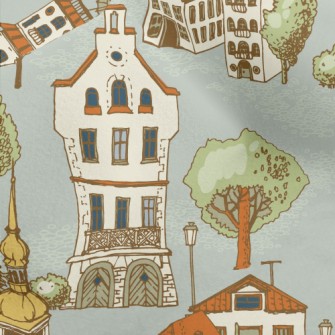 Hand Drawn Beautiful Town Micro Fleece