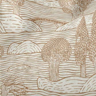 Retro Hand Drawn Landscape Minky