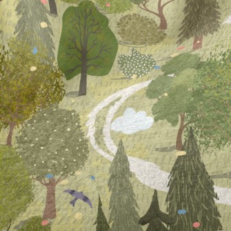 Hand Drawn Beautiful Forest Minky