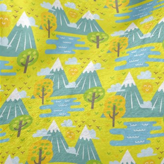 Cute Cartoon Mountains Minky
