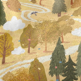 Hand Drawn Summer Forest Minky