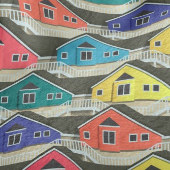 Colorful Cartoon Houses Minky