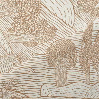 Retro Hand Drawn Landscape Piqué