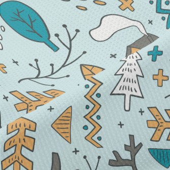 Hand Drawn Forest Cabin Piqué