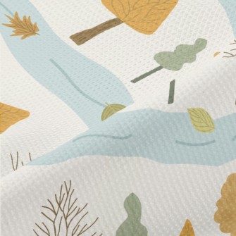 Autumn Forest And River Piqué