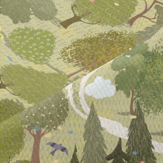 Hand Drawn Beautiful Forest Piqué