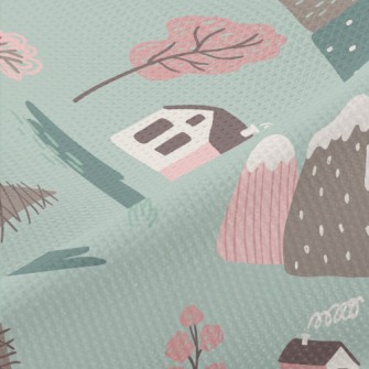 Hand Drawn Country Cottage Piqué