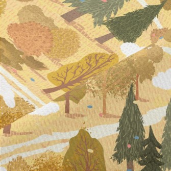 Hand Drawn Summer Forest Piqué
