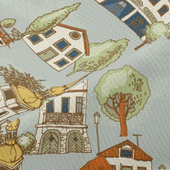 Hand Drawn Beautiful Town Piqué