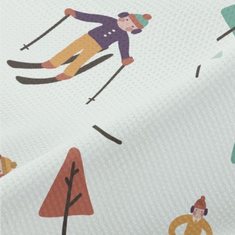 Hand Drawn Winter Skiing Piqué