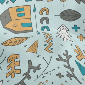 Hand Drawn Forest Cabin Lightweight Performance Linen