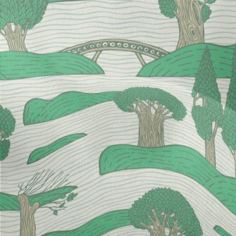 Green Trees Island Lightweight Performance Linen