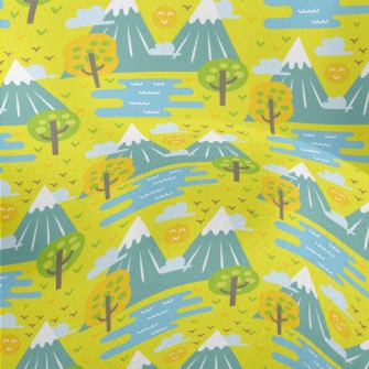 Cute Cartoon Mountains Lightweight Performance Linen
