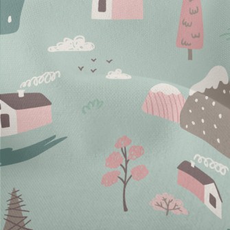 Hand Drawn Country Cottage Lightweight Performance Linen