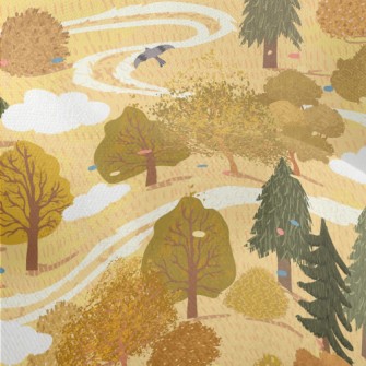 Hand Drawn Summer Forest Lightweight Performance Linen
