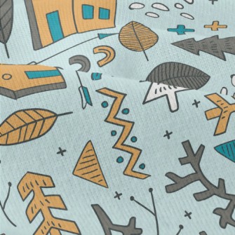 Hand Drawn Forest Cabin Modern Jersey
