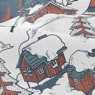 Winter Red Cottage Modern Jersey