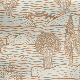 Retro Hand Drawn Landscape Jersey Backed Fleece