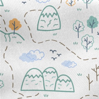 Hills And Trees Graffiti Jersey Backed Fleece
