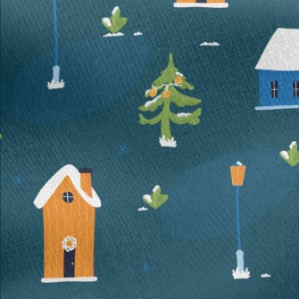 Winter Christmas Cottage Jersey Backed Fleece