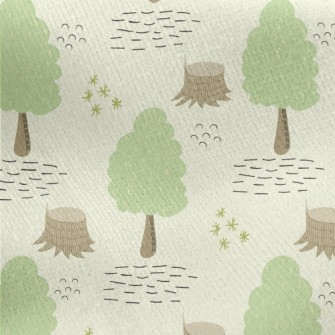 Hand Drawn Cartoon Forest Jersey Backed Fleece