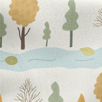 Autumn Forest And River Jersey Backed Fleece