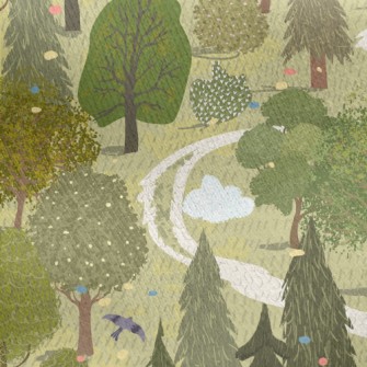 Hand Drawn Beautiful Forest Jersey Backed Fleece