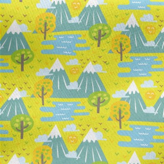 Cute Cartoon Mountains Jersey Backed Fleece