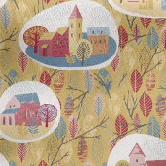 Autumn Rainy Town Jersey Backed Fleece
