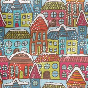 Colorful House Jersey Backed Fleece
